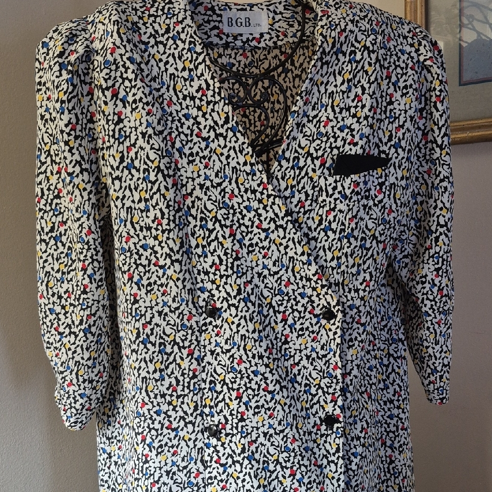 80s Bgb Multicolor Patterned Dresa View 2